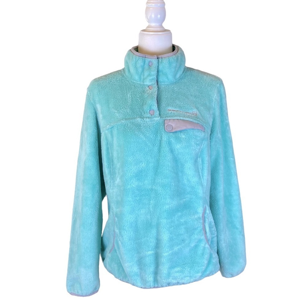 Free‎ Country Fleece Jacket Mint Green with Gray Trim Pullover Women Size Large